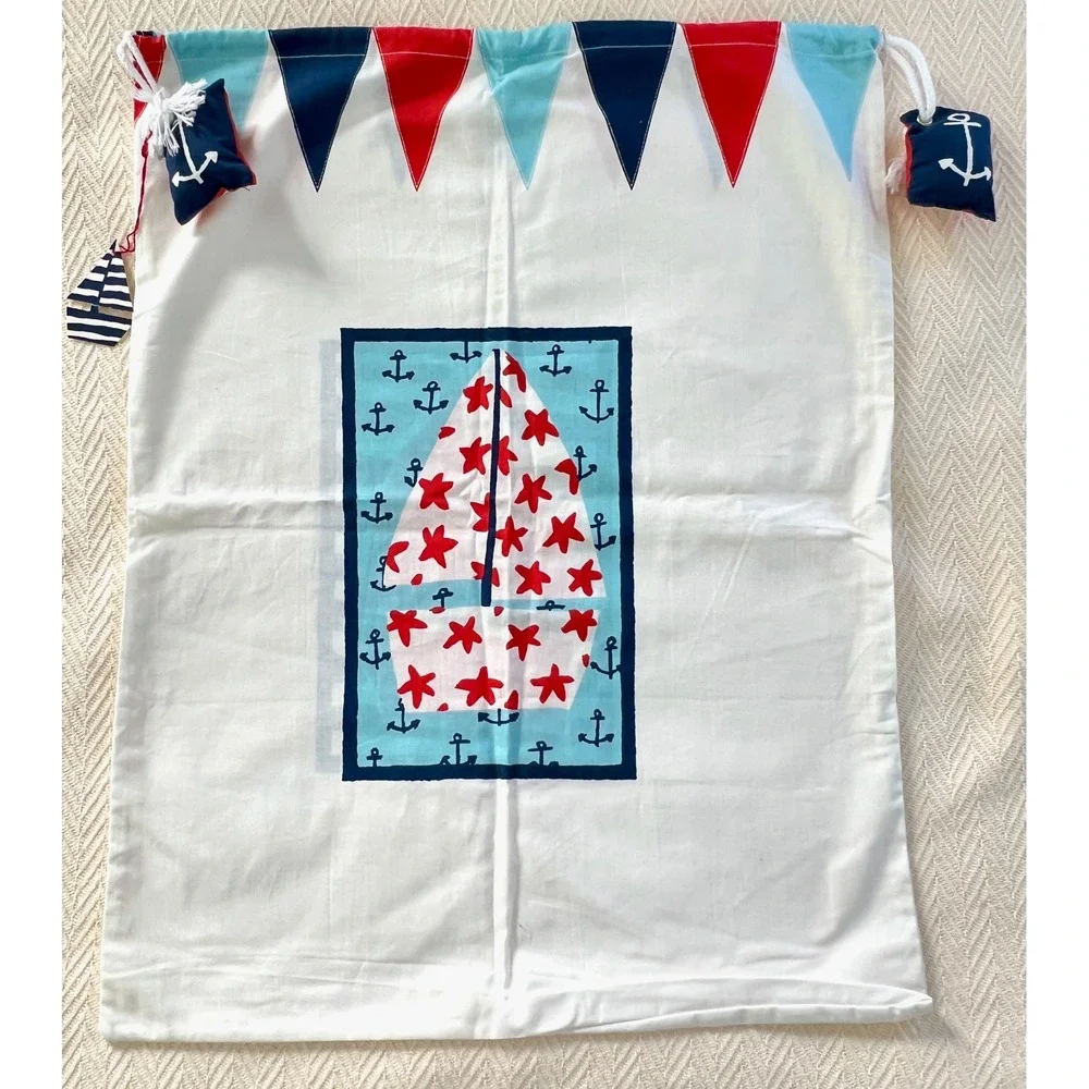 Vintage New w/ Tags Laura Ashley Sailboat Drawstring Laundry Bag Made in UK